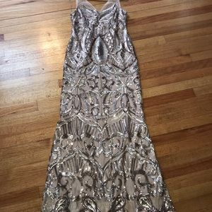 Adrianna Papell Rose Gold Sequined Gown